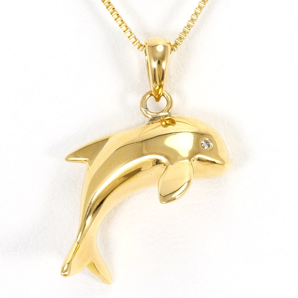 18K (18-karat) Yellow Gold Necklace with 0.005ct Diamond, Certificate of Auth...